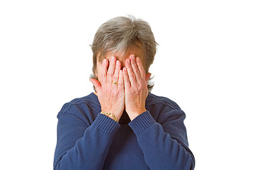 Image showing Hiding her face in shame