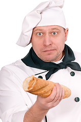 Image showing chef with baguette