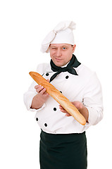 Image showing chef with baguette
