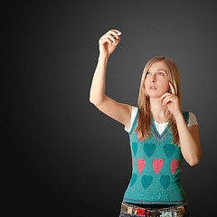 Image showing businesswoman writing something