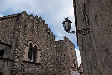 Image showing Retro street lantern in Medieval center of Taormina, Italy