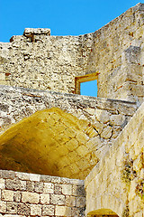 Image showing Walls of ancient acropolis at Lindos 