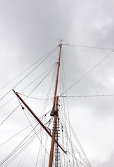 Image showing mast of an old sailing ship Norwegian