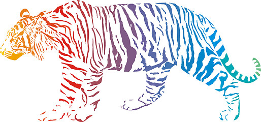 Image showing Tiger - abstract rainbow