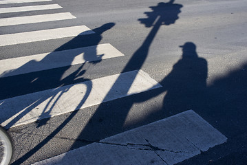 Image showing Senior by zebra crossing