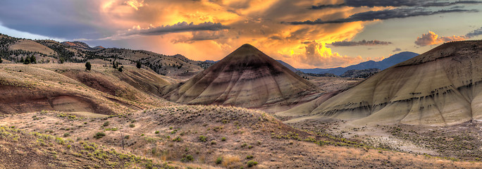 Image showing Sunset Over Painted Hills in Oregon