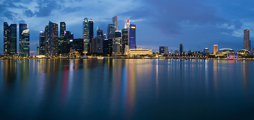 Image showing Singapore City Skyline Panorama at Twilight