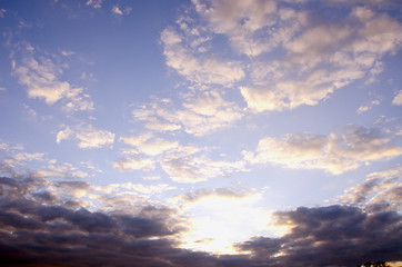 Image showing Sunny morning sky full of clouds. 