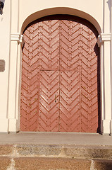 Image showing Interesting old brown door.