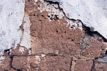 Image showing Ancient grunge clay wall background closeup 