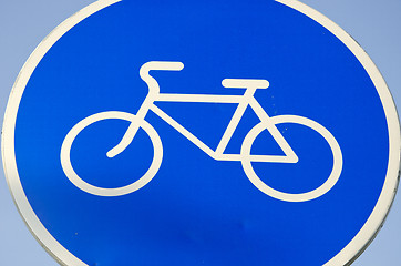 Image showing Road sign bicycle path.