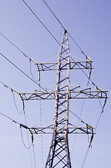 Image showing High voltage electricity wires and poles.