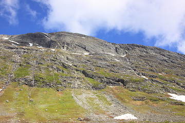 Image showing Fjord Norway in the spring with its waterfalls and the remains of snow