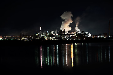Image showing fumes from steel mill in the harbour