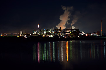 Image showing fumes from steel mill in the harbour