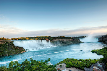 Image showing Sunset, American and Canadian Falls at Niagara 