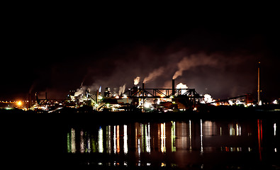 Image showing fumes from steel mill in the harbour