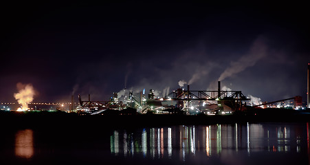 Image showing fumes from steel mill in the harbour