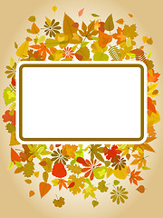 Image showing Autumn leaf frame with space for text