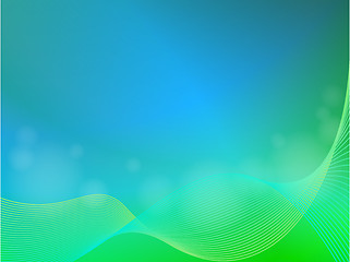 Image showing Green blue abstract light background with wave