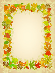 Image showing Autumn leaf frame with space for text