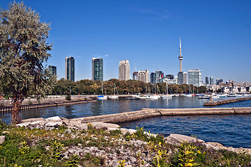 Image showing Toronto high rise cityscape panorama CN Tower luxury condominium