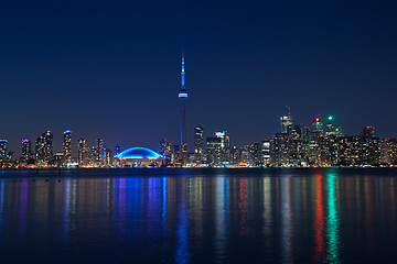 Image showing Toronto night skyline Tower downtown skyscrapers night view