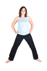 Image showing Portrait of pretty pregnant woman practicing yoga