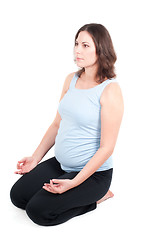 Image showing Portrait of pretty pregnant woman practicing yoga