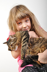 Image showing chilld with a cat