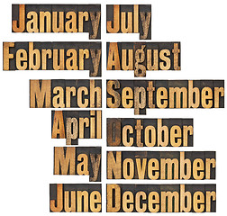 Image showing month in letterpress wood type