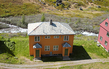 Image showing Norwegian house of colors in the mountains