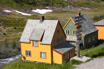 Image showing Norwegian house of colors in the mountains