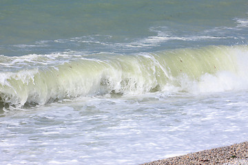 Image showing wave and spray on the French Normandy coast