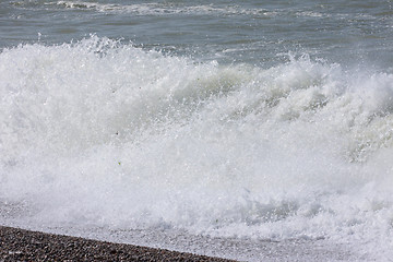 Image showing wave and spray on the French Normandy coast