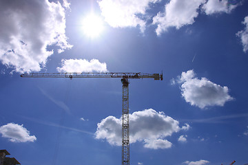 Image showing Construction crane against the blue sky 