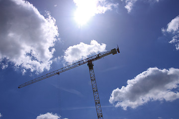 Image showing Construction crane against the blue sky 