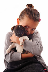 Image showing little girl and puppy