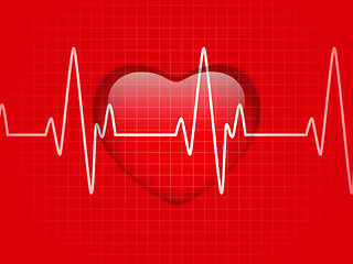 Image showing Glossy Cardiogram Glass Red Heart