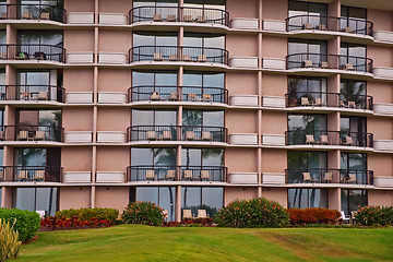 Image showing palm trees in front of a tropical hotel in Maui 