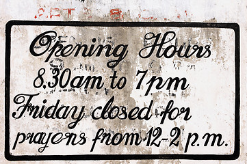 Image showing Opening hours