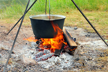 Image showing kettle over campfire