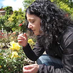 Image showing Pretty brunette sneezing coughing