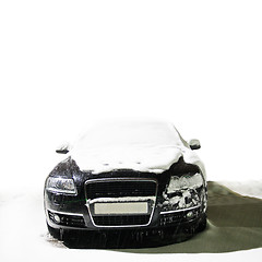 Image showing black car on the winter road