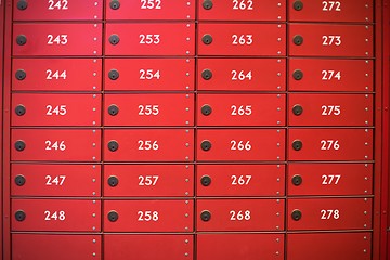 Image showing red post boxes