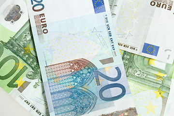 Image showing Euro banknotes arranged in background