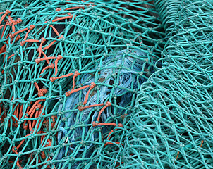 Image showing fishnet in a harbor in denmark