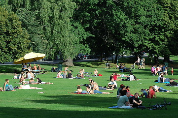 Image showing People relaxing in the park