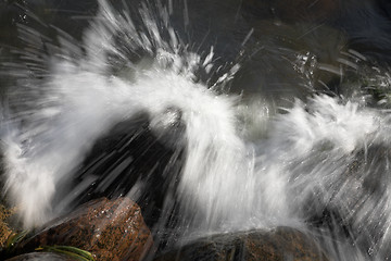 Image showing Water splashing on rocks 