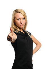 Image showing Young beautiful woman thumbs up